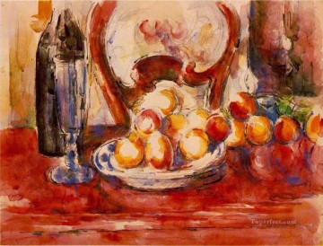  Life Arte - Naturaleza muerta Manzanas una botella y respaldo Paul Cezanne
